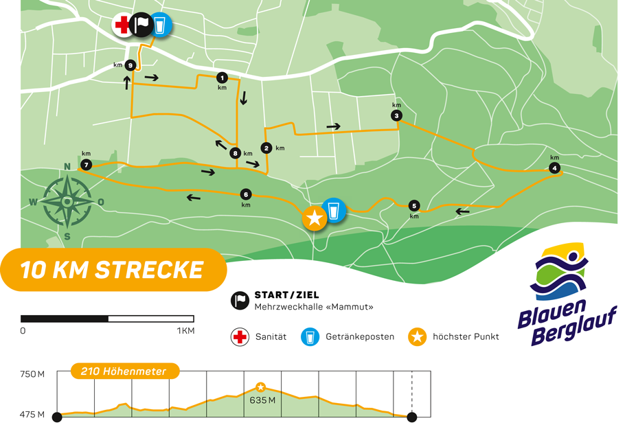 blauen berglauf streckenplan 10km